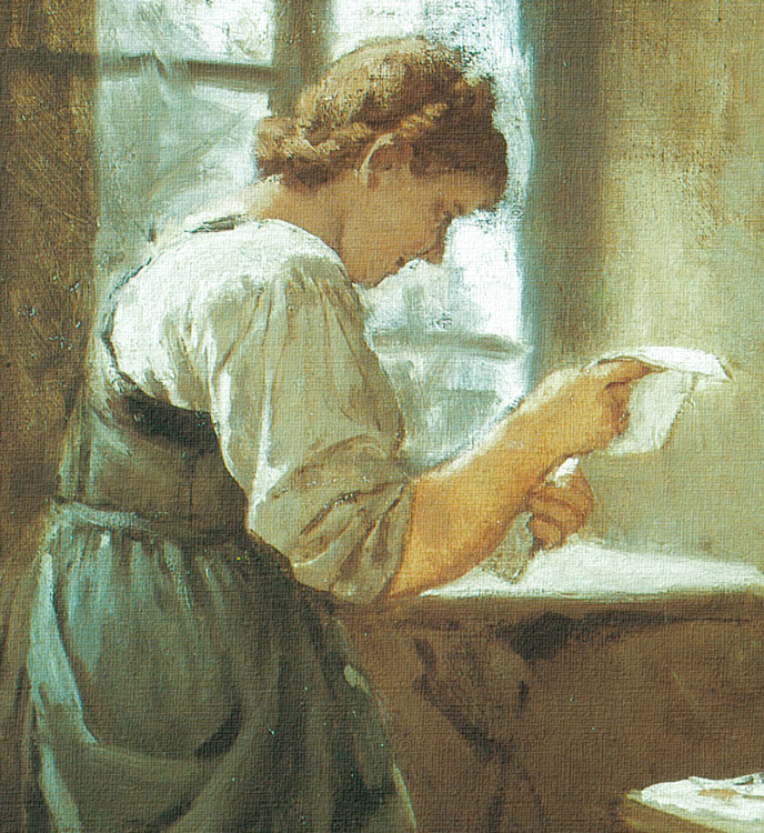 Die Briefleserin von 1883 Liebesbrief Franz Defregger A3 027